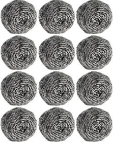 12Pcs Steel Wool Scrubber Pads for Cleaning Dishes, Pans, Pots, Ovens, Grills, Sinks - Stainless Steel Scrubbers for Kitchen, 12 Pack